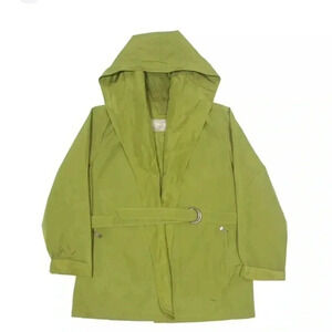 [L] MaxMara Green Rain Coat Jacket  with Belt